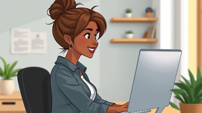 Girl sitting infront of computer searching for remote jobs