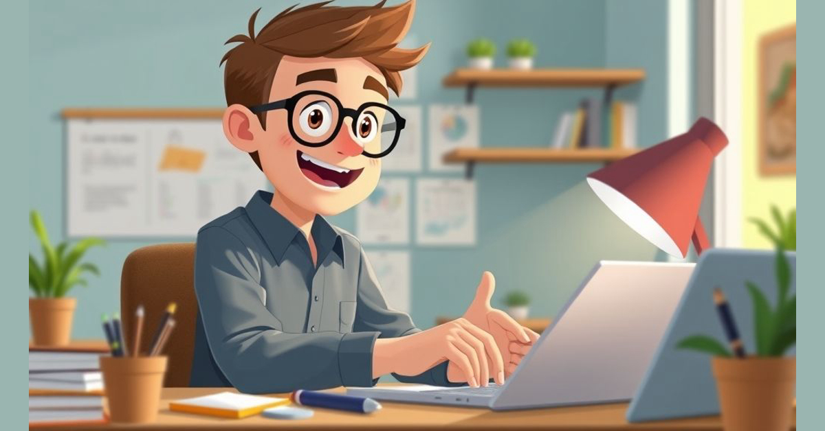 a student busy with project management task on his remote job
