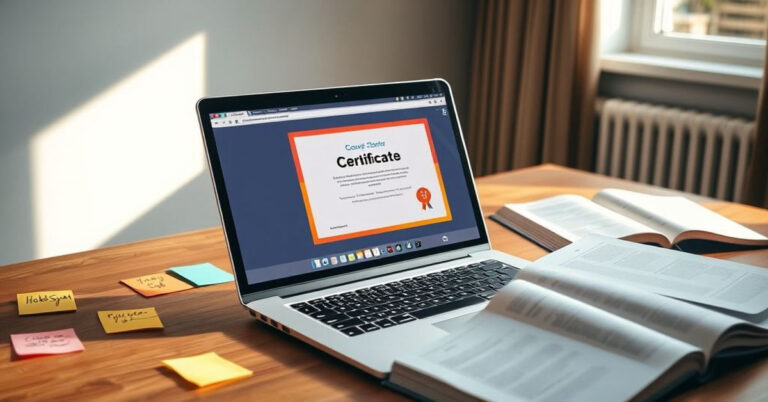 Free online certification for remote work displayed on a computer screen