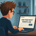 someoe searching on remoteok ontheir laptop